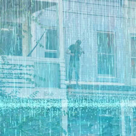 A fiddle in the rain